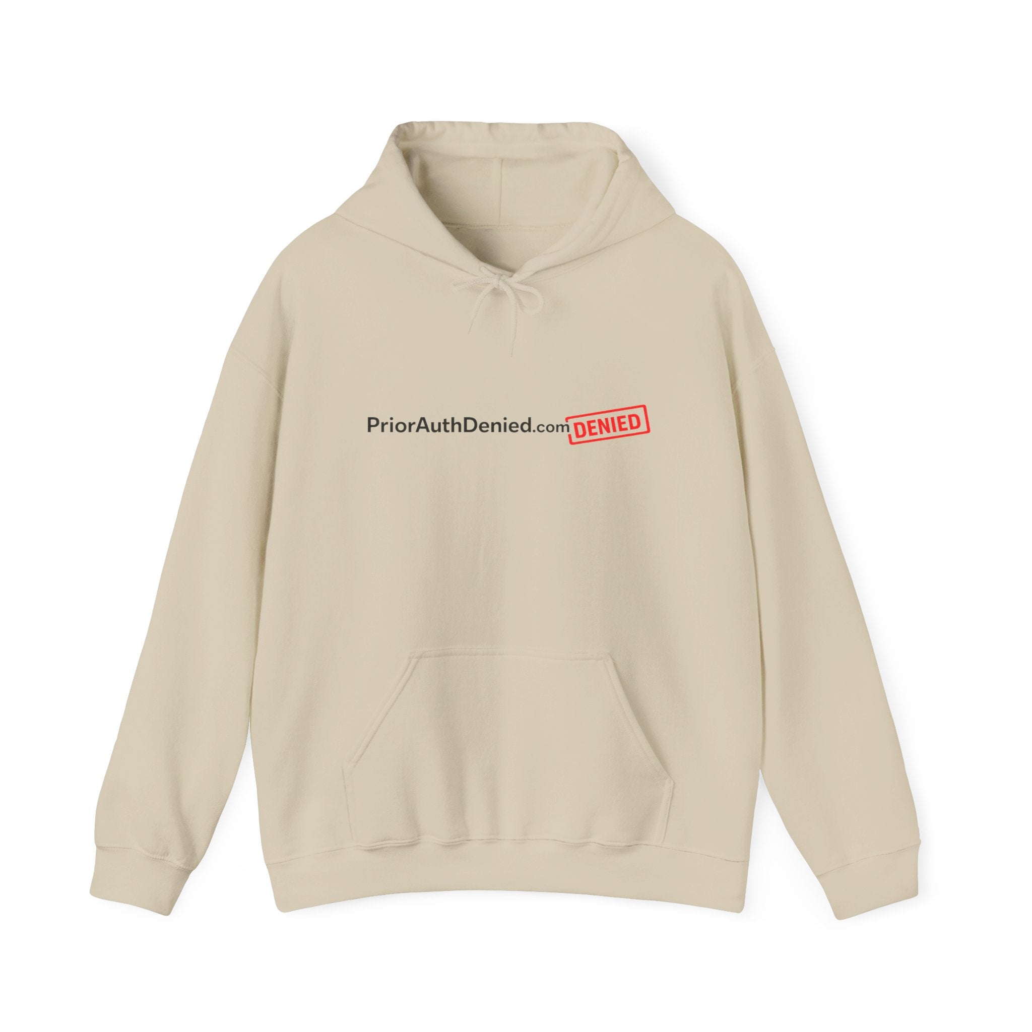 Hoodie — PriorAuthDenied.com “DENIED” Stamp Logo Pullover