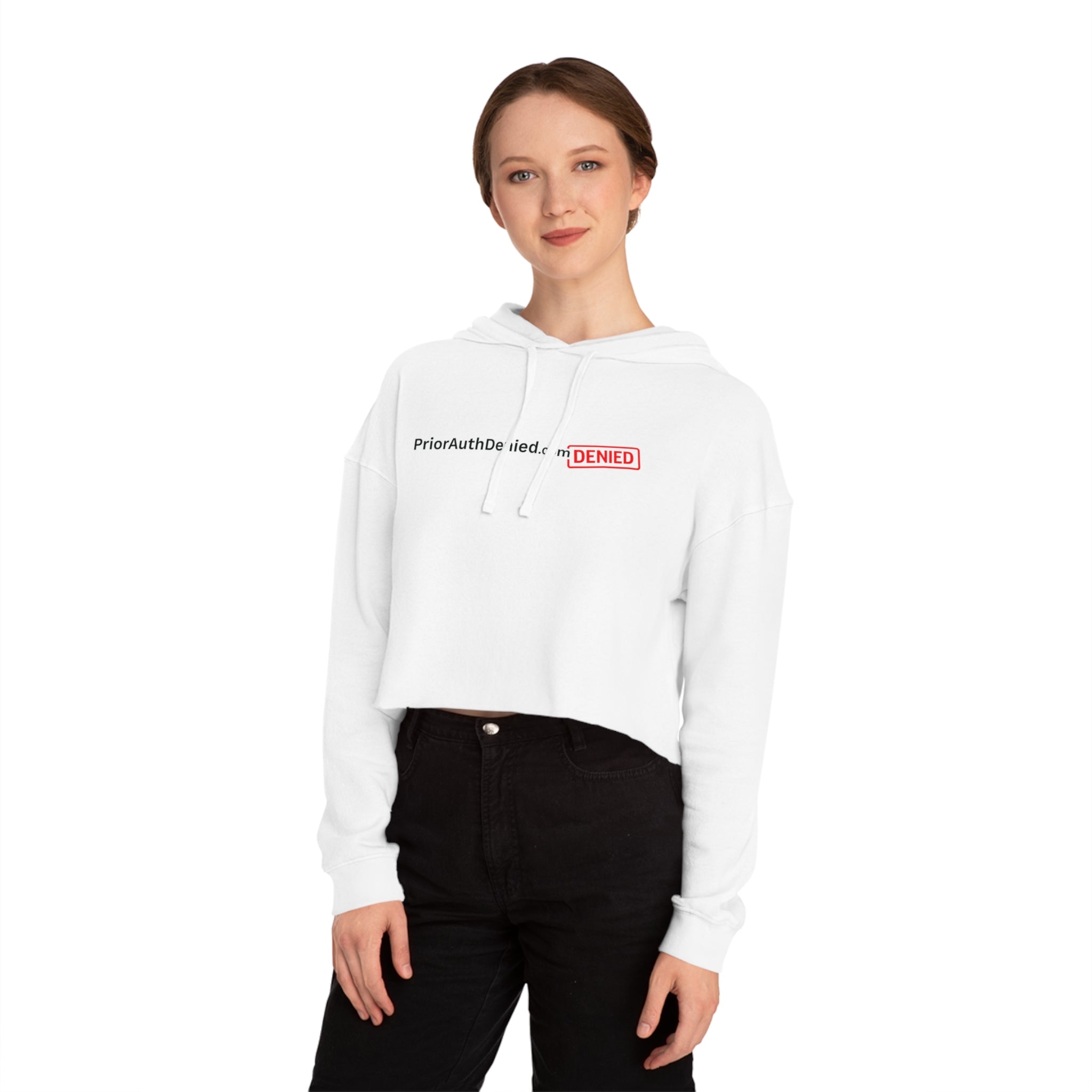 Cropped Hoodie — PriorAuthDenied.com “DENIED” Logo Women’s Crop Sweatshirt