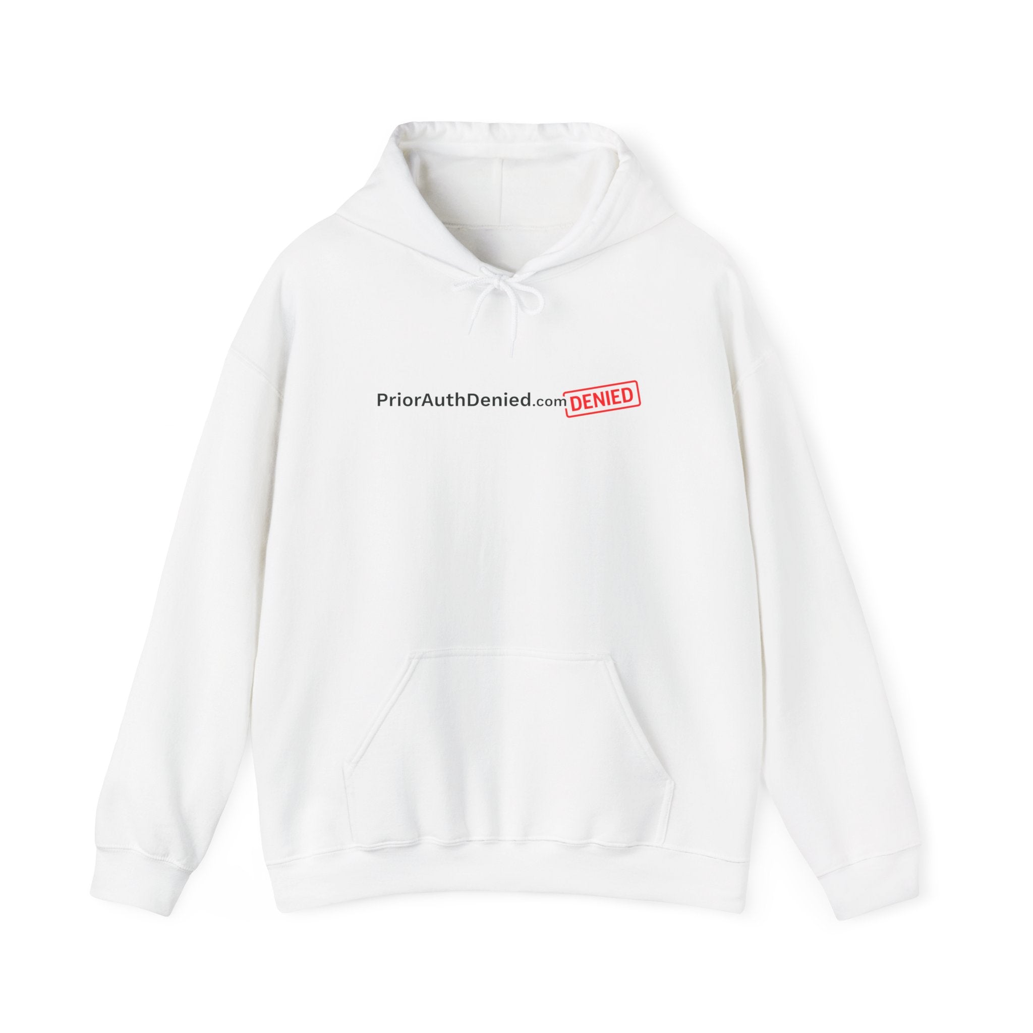 Hoodie — PriorAuthDenied.com “DENIED” Stamp Logo Pullover