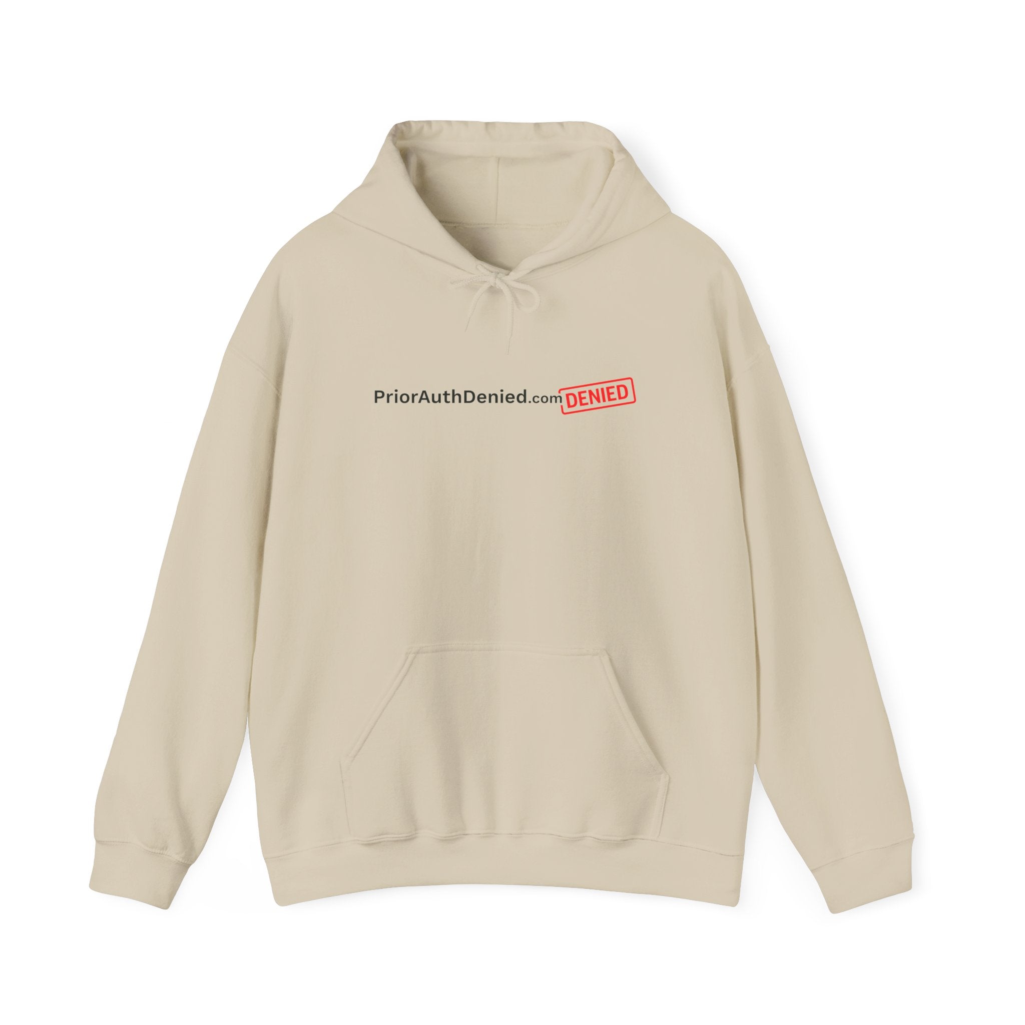 Hoodie — PriorAuthDenied.com “DENIED” Stamp Logo Pullover